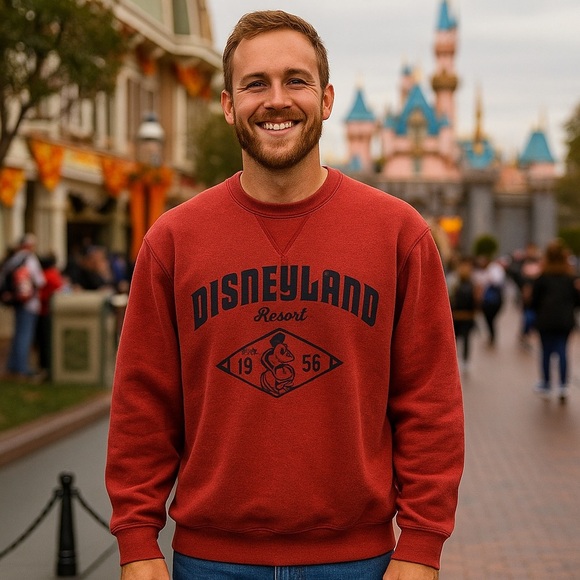 Disneyland Resort Burgundy Grumpy Crewneck Lightweight Sweater Men's Size M - Picture 1 of 8